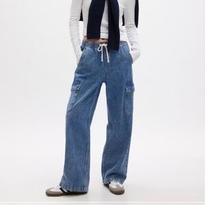 Gap High Rise Wide Leg Cargo Jeans Medium